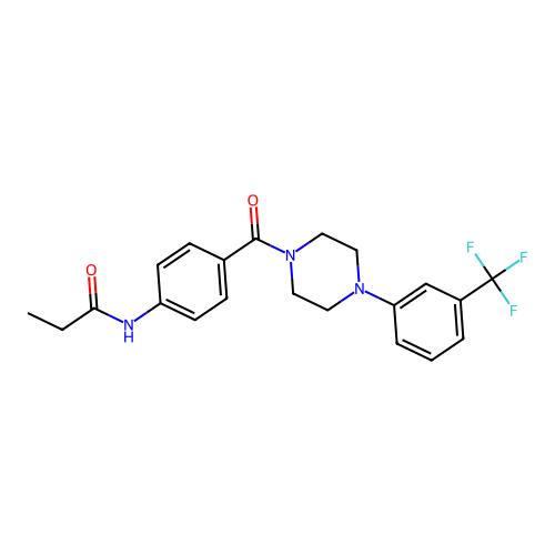 N-[4-[4-[3-(trifluoromethyl)phenyl]piperazine-1-carbonyl]phenyl]propanamide structure