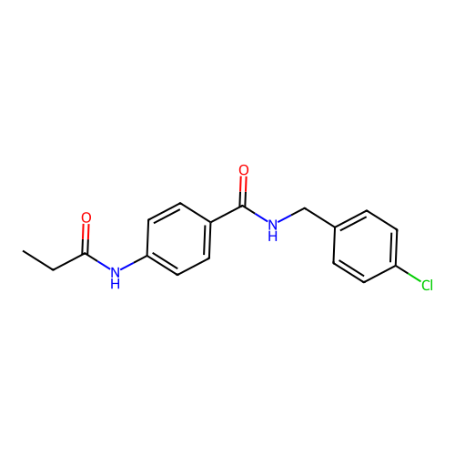 N-(4-chlorobenzyl)-4-(propanoylamino)benzamide structure