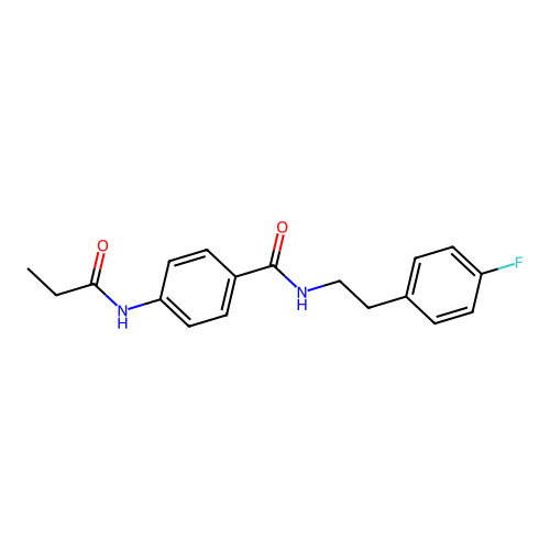 N-[2-(4-fluorophenyl)ethyl]-4-(propanoylamino)benzamide structure