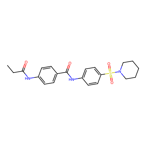 N-(4-piperidin-1-ylsulfonylphenyl)-4-(propanoylamino)benzamide structure
