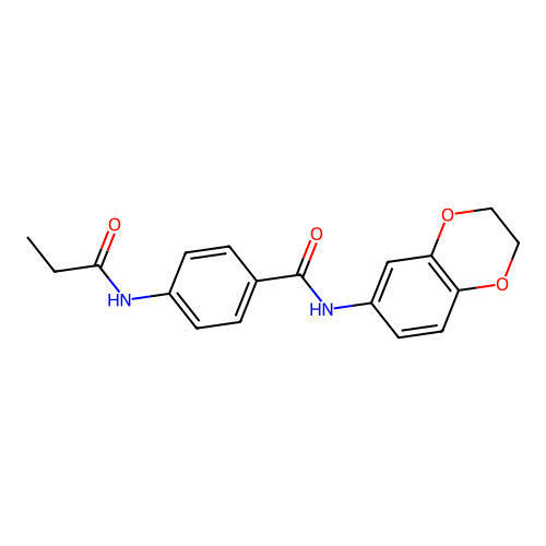 N-(2,3-dihydro-1,4-benzodioxin-6-yl)-4-(propanoylamino)benzamide structure