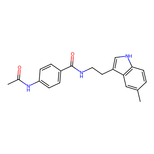 4-acetamido-N-[2-(5-methyl-1H-indol-3-yl)ethyl]benzamide structure