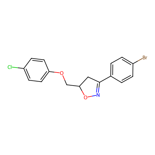 Isoxazole, 3-(4-bromophenyl)-5-[(4-chlorophenoxy)methyl]-4,5-dihydro- structure