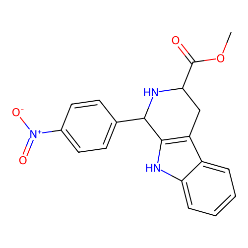 methyl 1-(4-nitrophenyl)-2,3,4,9-tetrahydro-1H-beta-carboline-3-carboxylate structure