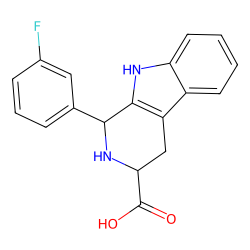 1-(3-fluorophenyl)-2,3,4,9-tetrahydro-1H-pyrido[3,4-b]indole-3-carboxylic acid structure