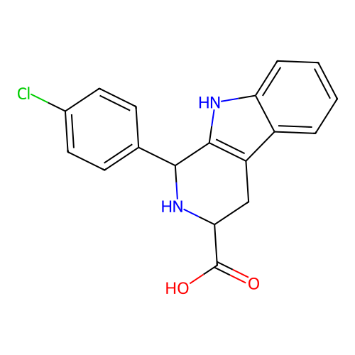 1-(4-chlorophenyl)-2,3,4,9-tetrahydro-1H-pyrido[3,4-b]indole-3-carboxylic acid structure