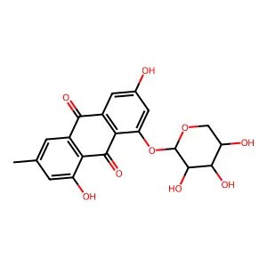 9,10-Anthracenedione, 1-(alpha-L-arabinopyranosyloxy)-3,8-dihydroxy-6-methyl- structure
