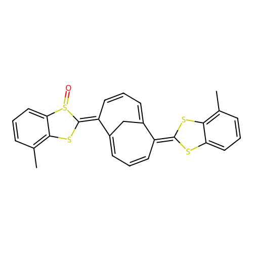 1,3-Benzodithiole, methyl-2-(7-(methyl-1,3-benzodithiol-2-ylidene)bicyclo(4.4.1)undeca-3,5,8,10-tetraen-2-ylidene)-, 1-oxide structure