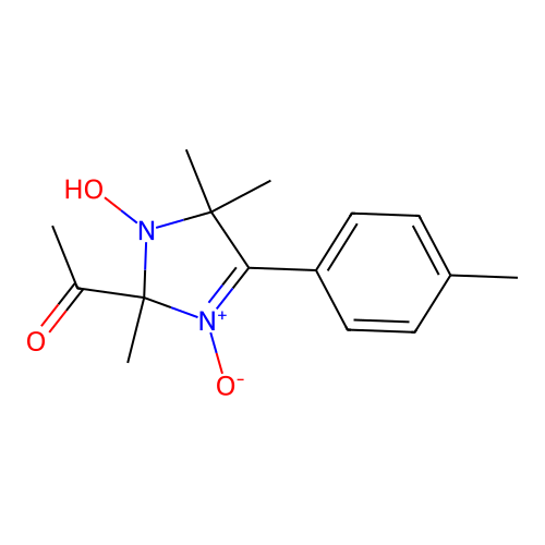 1-[3-hydroxy-2,4,4-trimethyl-5-(4-methylphenyl)-1-oxidoimidazol-1-ium-2-yl]ethanone structure