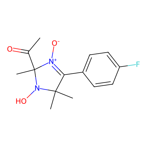1-[5-(4-fluorophenyl)-3-hydroxy-2,4,4-trimethyl-1-oxidoimidazol-1-ium-2-yl]ethanone structure
