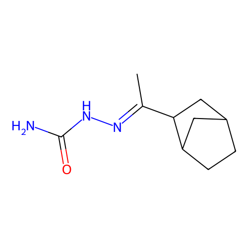 2-[1-(Bicyclo[2.2.1]heptan-2-yl)ethylidene]hydrazine-1-carboximidic acid structure