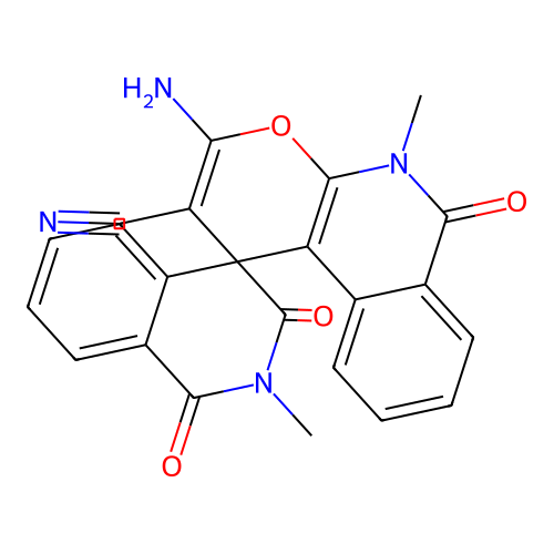 3'-amino-2,5'-dimethyl-1,3,6'-trioxospiro[isoquinoline-4,1'-pyrano[2,3-c]isoquinoline]-2'-carbonitrile structure