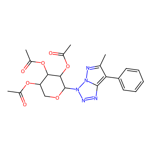 [4,5-diacetyloxy-6-(6-methyl-7-phenylpyrazolo[5,1-e]tetrazol-3-yl)oxan-3-yl] acetate structure