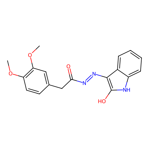 2-(3,4-dimethoxyphenyl)-N'-(2-oxoindol-3-yl)acetohydrazide structure