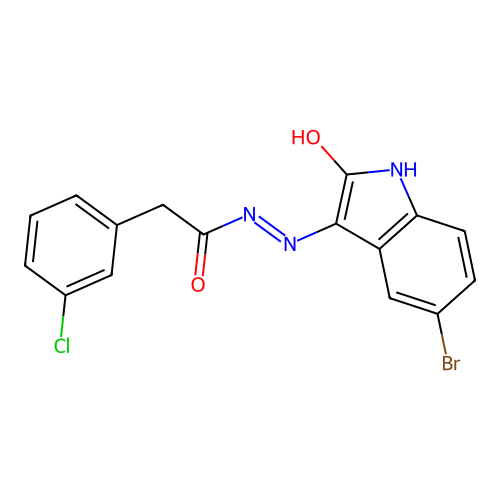 N'-(5-bromo-2-oxoindol-3-yl)-2-(3-chlorophenyl)acetohydrazide structure