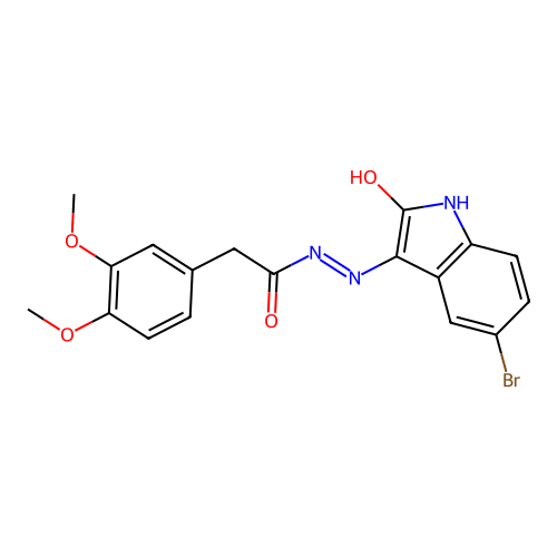 5-Bromo-3-(2-(3,4-dimethoxyphenyl)acetylhydrazidyl)-2-oxoindoline structure