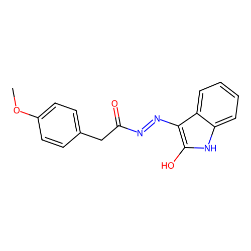 2-(4-methoxyphenyl)-N'-(2-oxo-1,2-dihydro-3H-indol-3-ylidene)acetohydrazide structure