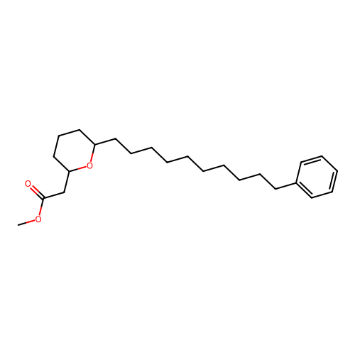 2H-Pyran-2-acetic acid, tetrahydro-6-(10-phenyldecyl)-, methyl ester structure