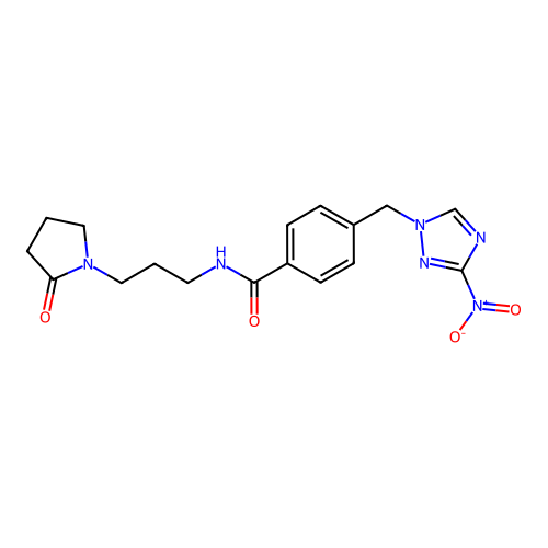4-[(3-nitro-1,2,4-triazol-1-yl)methyl]-N-[3-(2-oxopyrrolidin-1-yl)propyl]benzamide structure