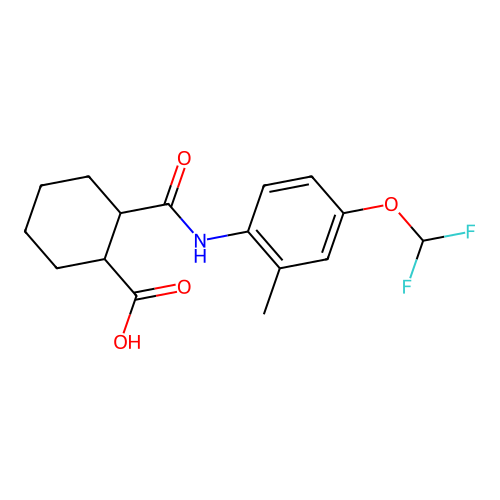 2-((4-(Difluoromethoxy)-2-methylphenyl)carbamoyl)cyclohexanecarboxylic acid structure