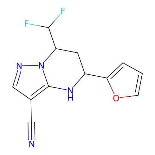 7-(difluoromethyl)-5-(furan-2-yl)-4,5,6,7-tetrahydropyrazolo[1,5-a]pyrimidine-3-carbonitrile structure