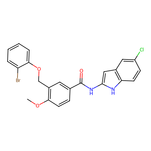3-[(2-bromophenoxy)methyl]-N-(5-chloro-1H-indol-2-yl)-4-methoxybenzamide structure
