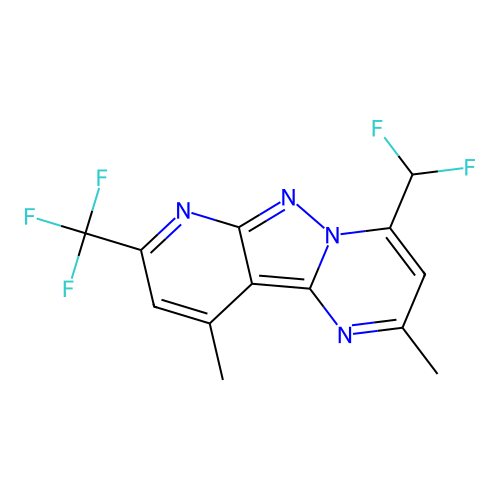4-(difluoromethyl)-2,10-dimethyl-8-(trifluoromethyl)pyrido[2',3':3,4]pyrazolo[1,5-a]pyrimidine structure