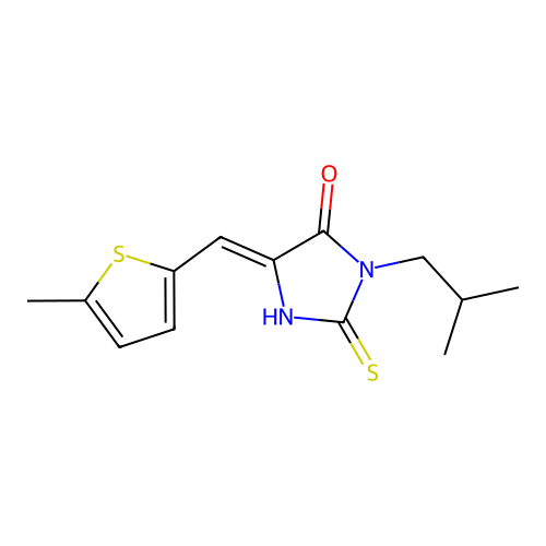 3-(2-Methylpropyl)-5-[(5-methyl-2-thienyl)methylene]-2-thioxo-4-imidazolidinone structure