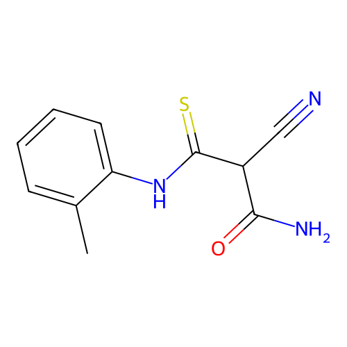 2-Cyano-3-[(2-methylphenyl)amino]-3-thioxopropanamide structure
