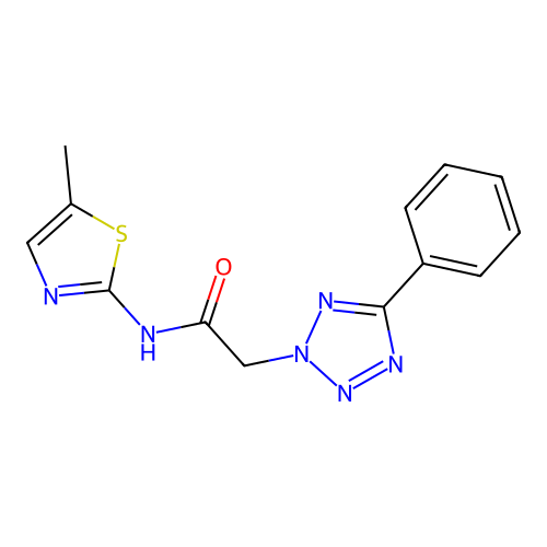 N-(5-methyl-1,3-thiazol-2-yl)-2-(5-phenyltetrazol-2-yl)acetamide structure