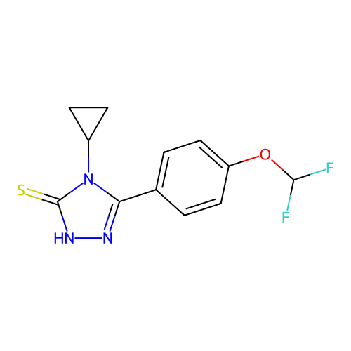 4-cyclopropyl-3-[4-(difluoromethoxy)phenyl]-1H-1,2,4-triazole-5-thione structure