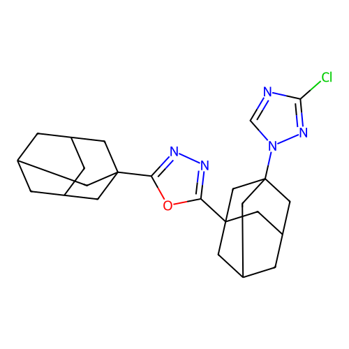 2-(1-Adamantyl)-5-[3-(3-chloro-1,2,4-triazol-1-yl)-1-adamantyl]-1,3,4-oxadiazole structure