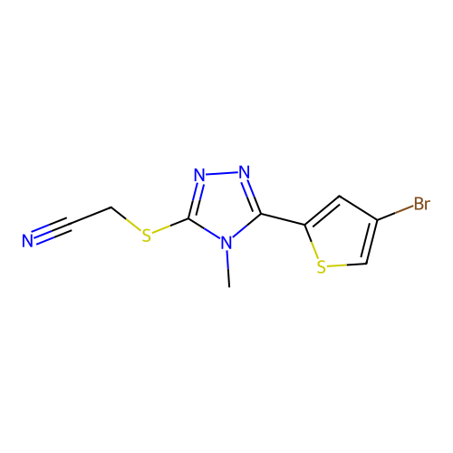 2-[[5-(4-Bromothiophen-2-yl)-4-methyl-1,2,4-triazol-3-yl]sulfanyl]acetonitrile structure