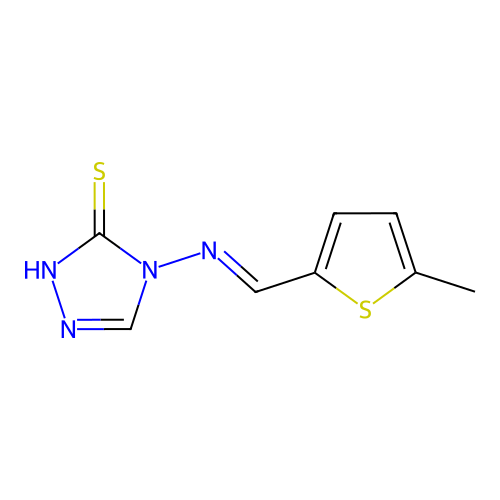 4-[(5-methylthiophen-2-yl)methylideneamino]-1H-1,2,4-triazole-5-thione structure