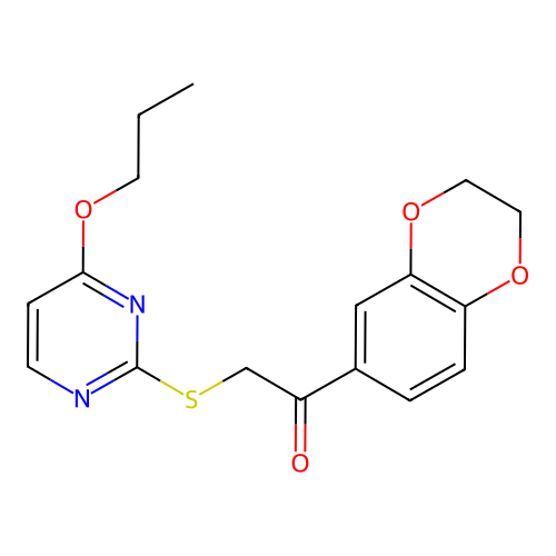 1-(2,3-Dihydro-1,4-benzodioxin-6-yl)-2-(4-propoxypyrimidin-2-yl)sulfanylethanone structure