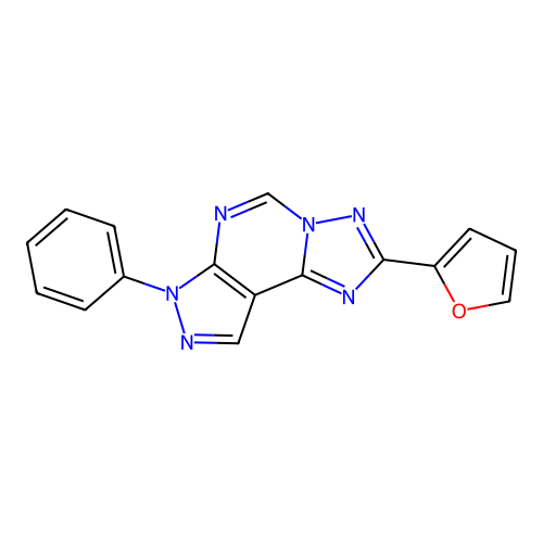 2-(furan-2-yl)-7-phenyl-7H-pyrazolo[4,3-e][1,2,4]triazolo[1,5-c]pyrimidine structure