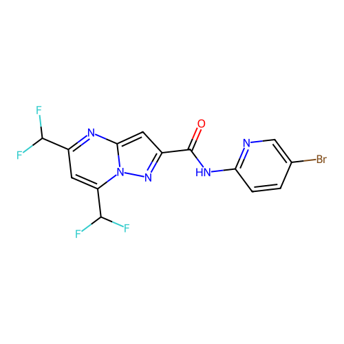 N-(5-bromopyridin-2-yl)-5,7-bis(difluoromethyl)pyrazolo[1,5-a]pyrimidine-2-carboxamide structure