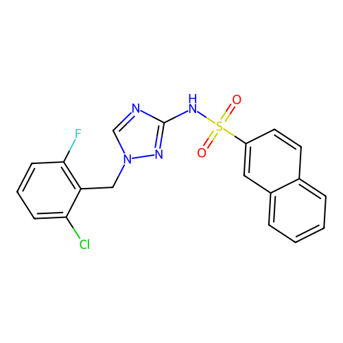 N-[1-(2-chloro-6-fluorobenzyl)-1H-1,2,4-triazol-3-yl]naphthalene-2-sulfonamide structure