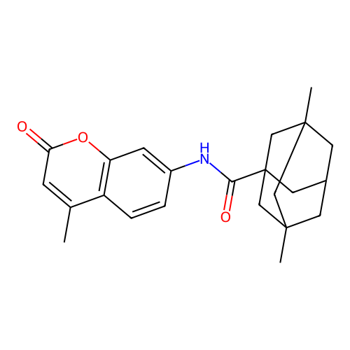 3,5-dimethyl-N-(4-methyl-2-oxochromen-7-yl)adamantane-1-carboxamide structure