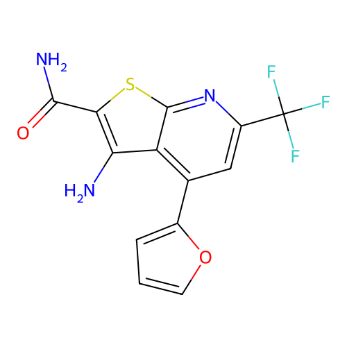 3-Amino-4-(furan-2-yl)-6-(trifluoromethyl)thieno[2,3-b]pyridine-2-carboxamide structure