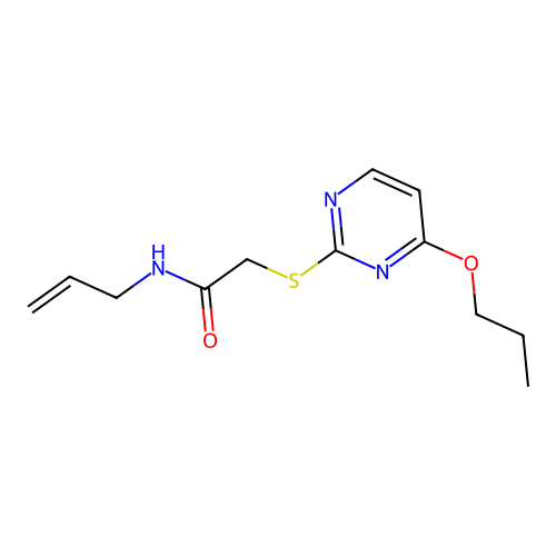 N-prop-2-enyl-2-(4-propoxypyrimidin-2-yl)sulfanylacetamide structure