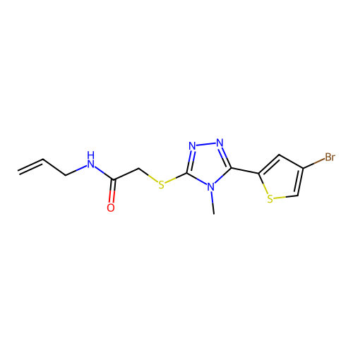 2-{[5-(4-bromothiophen-2-yl)-4-methyl-4H-1,2,4-triazol-3-yl]sulfanyl}-N-(prop-2-en-1-yl)acetamide structure