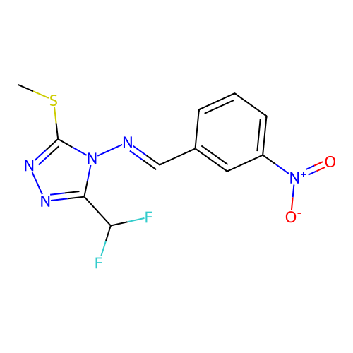 N-[3-(difluoromethyl)-5-methylsulfanyl-1,2,4-triazol-4-yl]-1-(3-nitrophenyl)methanimine structure