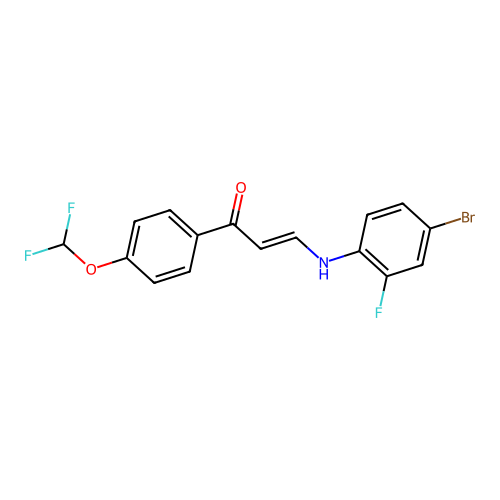 (E)-3-(4-bromo-2-fluoroanilino)-1-[4-(difluoromethoxy)phenyl]prop-2-en-1-one structure