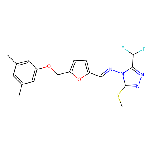 (E)-N-[3-(difluoromethyl)-5-methylsulfanyl-1,2,4-triazol-4-yl]-1-[5-[(3,5-dimethylphenoxy)methyl]furan-2-yl]methanimine structure