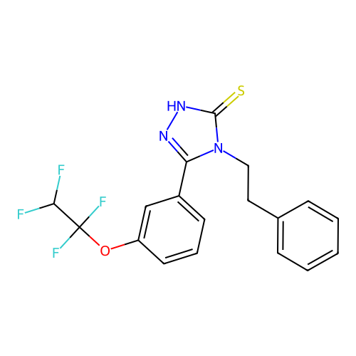4-(2-phenylethyl)-3-[3-(1,1,2,2-tetrafluoroethoxy)phenyl]-1H-1,2,4-triazole-5-thione structure