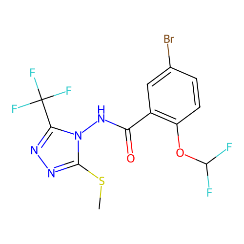 5-bromo-2-(difluoromethoxy)-N-[3-methylsulfanyl-5-(trifluoromethyl)-1,2,4-triazol-4-yl]benzamide structure