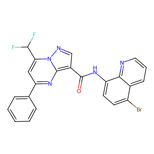 N-(5-bromoquinolin-8-yl)-7-(difluoromethyl)-5-phenylpyrazolo[1,5-a]pyrimidine-3-carboxamide structure