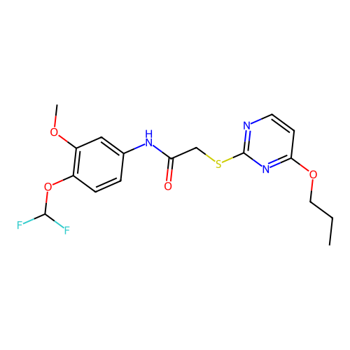 N-[4-(difluoromethoxy)-3-methoxyphenyl]-2-(4-propoxypyrimidin-2-yl)sulfanylacetamide structure
