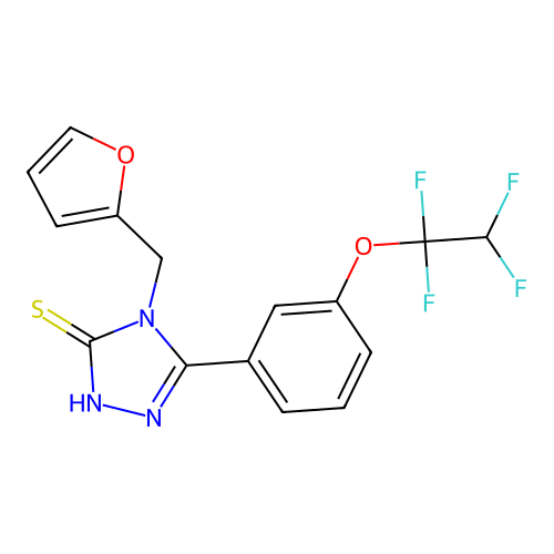 4-(furan-2-ylmethyl)-3-[3-(1,1,2,2-tetrafluoroethoxy)phenyl]-1H-1,2,4-triazole-5-thione structure